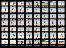Contact sheet of wedding photographs